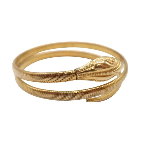 Vintage FORSTNER 12K GF Snake Coil Wrap Bracelet 40's Art Deco Egyptian Revival - Picture 3 of 10